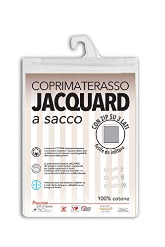 V.I.P. Very Important Pillow V.I.P. Mattress Protector Cotton Jacquard Finish with Zip Easy to Fit Single Bed 90 x 200 cm 3 Sided Zip 90 x 200 + 22 h