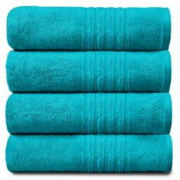 GC GAVENO CAVAILIA Ultra Soft Hand Towels For Bathroom, 4 Pk Egyptian Cotton Towels, Highly Water Absorbent, Teal, 50x80 Cm, 555919