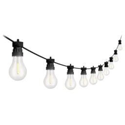 4lite Antheia Solar Outdoor Festoon String Lighting (Black) 11ft 260lm IP44 Rated Exterior 10 x Traditional String Light - Bulbs Included- 4L2/6017-4Yr Guarantee