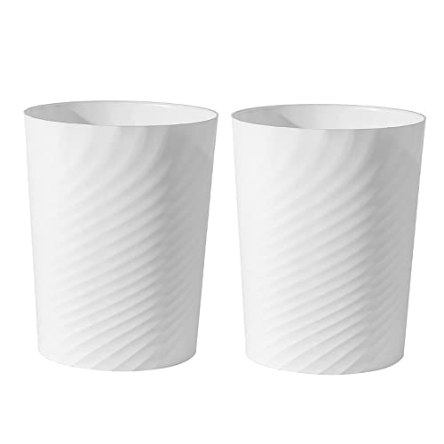 UUJOLY Plastic Small Trash Can Wastebasket, Garbage Container Basket for Bathrooms, Laundry Room, Kitchens, Offices, Kids Rooms, Dorms, (White, 1.8 Gallon/2 Pack)