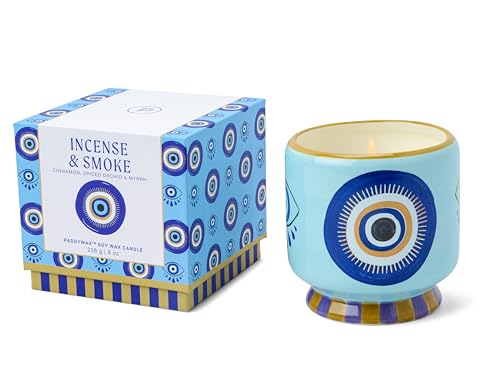 Paddywax Scented Candles Dopo Hand-Painted Ceramic Luxury Artisan Candle, 226g, Eye - Incense & Smoke