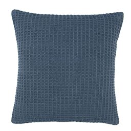 Appletree - Blue Waffle Cushion (43 x 43cm) - 100% Cotton - Filling Included - Woven Cushion in Blue - Blue Textured Cushion - Cushion with Cover Included/Cushion Insert - For Home Decor