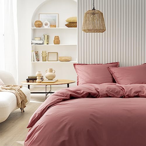 Essix Cotton Duvet Cover, Very Soft, Indian Pink, 200 x 200 cm