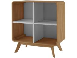 Cassie Bookcase with 4 Shelves in Oak White, 39 x 75 x 75 cm (D x W x H)