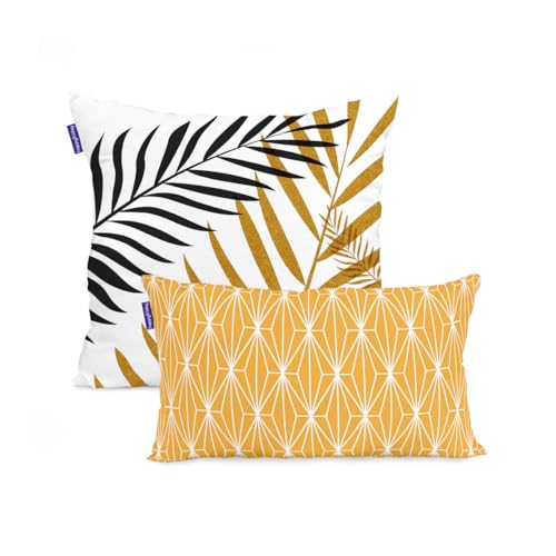 HappyFriday Blanc Foliage Cushion Cover Set Multicolor 2 Pieces