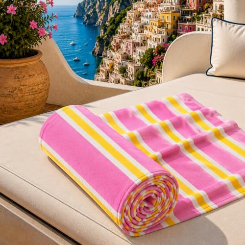 PETTI Artigiani Italiani - Microfibre Beach Towel, Beach or Pool Towel, Beach Towel, Large 90 x 180 cm, Millerighe 13
