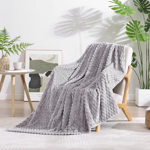 "Monbix Cloud Grey Fleece Throw Blanket for Couch- Room Decor Soft Cozy Blankets for Women,Lightweight Fleece Flannel Bed Blanket Suitable for All Seasons(50""??60"",Cloud Grey)"