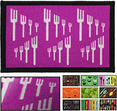 LUCA HOME – Kitchen Rug, Non-Slip Highly Absorbent, Forks Doormat 50 x 130 cm, Indoor Doormat, Machine Washable