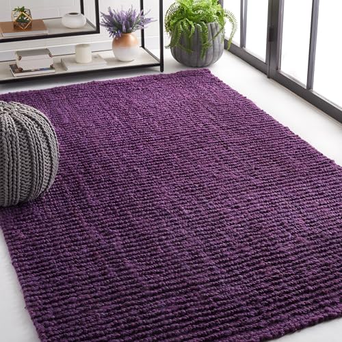 Safavieh Natural Fiber Indoor Hand Made Rectangle Area Rug, Natural Fiber Collection, NF447, in Purple, 122 X 183 cm for Living Room, Bedroom or Any Indoor Space