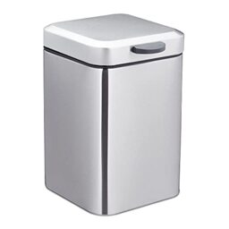 Relaxdays Wall-mounted Bathroom Bin, 3 Litres, Square, with Soft-close Mechanism, HWD: 24.5 x 16 x 23 cm, Silver