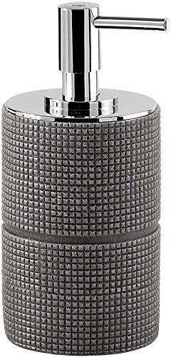 Gedy Petra Soap Dispenser, Resin, Grey, 7.5 x 7.5 x 15.8