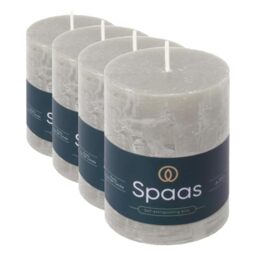Spaas Rustic Pillar Candle 70/95 mm 35h, Light Grey (Pack of 4)