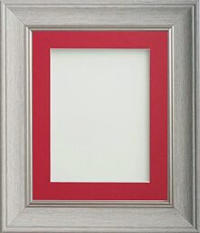 Frame Company Drummond Pale Grey Photo Frame, Red Mount, 20x10 for 18x8 inch, fitted with perspex