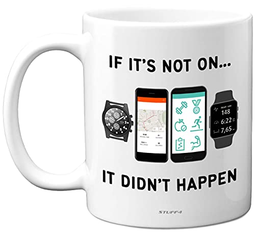 Stuff4 Mug for Cyclists/Runners, If It's Not On, It Didn't Happen - Funny Cycling Mug, Gift for Runner, Novelty Running Gift Cyclist, Triathlon Fitness Women and Men