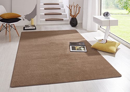 Hanse Home Indoor Rug Fancy - Living Room Rug Plain Modern Velour Rug for Dining Room, Living Room, Children's Room, Hallway, Bedroom, Kitchen - Brown, 80 x 150 cm