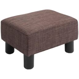 HOMCOM Linen-Look Fabric Foot Stool with Legs 40 x 30 x 24cm, Brown - Footrest, Small Seat, Chair Ottoman, Home Office