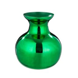 GILDE Kyoto vase, iron, bulbous, glossy, green, height 29 cm x diameter 25 cm, waterproof flower vase