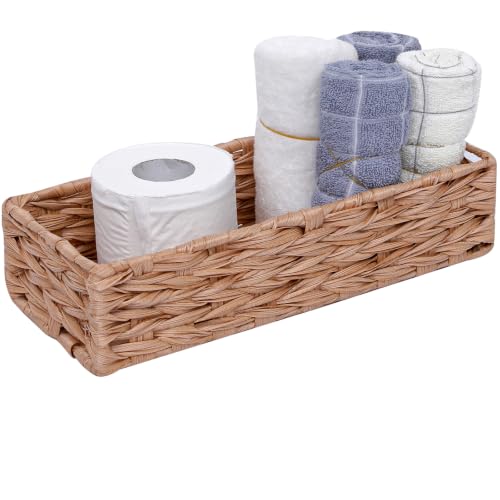 Storage Baskets Boho Decor Box Shelf Basket-Handmade Woven Decorative Countertop Toilet Tank,Tank Basket for Bathroom