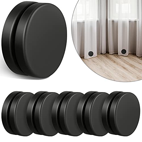 Jetec Shower Curtain Weights 0.6 Pounds Round Magnetic Drapery Weights Tablecloth Magnets Bottom No Sew Curtain Weights Waterproof Magnetic Curtain Weights for Shower Curtain(Black, 6 Pairs)