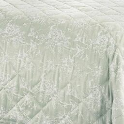Dreams & Drapes Woven Cotton-Polyester Bedspread, Silver, 240 x 220 cm, Jacquard Floral Pattern, Quilted with Rope Border