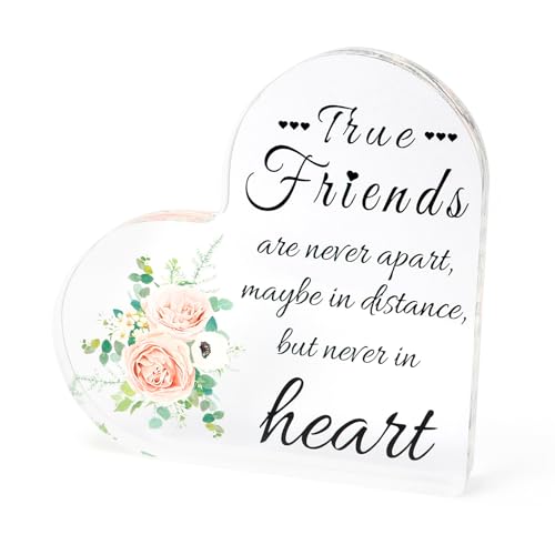 Best Friend Birthday Gifts for Women Friendship Gift for Women, Acrylic Plaque Ornament Acrylic Heart Sign, Going Away Gift for Friends Moving Away Presents Paperweight