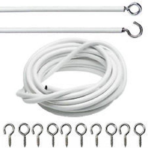 HomeElabador 2M 3M 4M 5M WHITE CURTAIN WIRE CORD CABLE WITH FREE HOOK AND EYE FITTINGS (5 M)