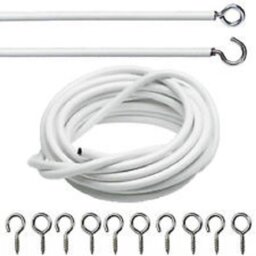 HomeElabador 2M 3M 4M 5M WHITE CURTAIN WIRE CORD CABLE WITH FREE HOOK AND EYE FITTINGS (5 M)