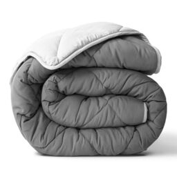ViscoSoft Microfiber All Seasons Down Alternative Comforter - Cooling Breathable Premium Soft Reversible Microfiber Duvet Blanket, Light Gray/Dark Gray, Full