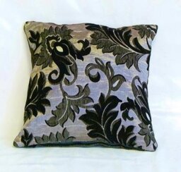 Emma Barclay Rome - Damask Chenille Cushion Cover in Black - 17x17 (43x43cm)