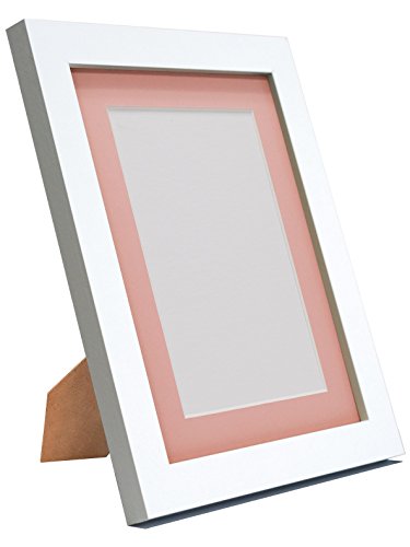 Q7 Picture Photo Frame, White with Pink Mount, 7 x 5 Image Size 5 x 3.5 Inch