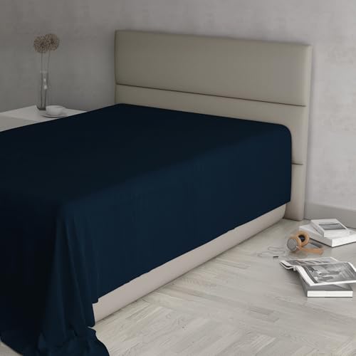MAX COLOR Top Sheet, 100% Cotton, Plain, Dark Blue, Single 150 x 300 cm