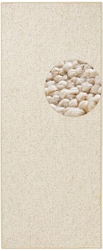 BT Carpet Wolly Runner - Living Room Rug Flat Weave Short Pile Wool Look Wool Skandi Look Dining Room Living Room Children's Room Bedroom - Cream, 80 x 200 cm