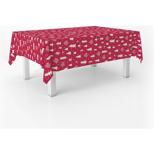 ECOMMERC3 Tablecloth Oilcloth Christmas Stain-Resistant Rectangular Table - Easy to decorate the table, waterproof, wipe clean, rounded corners, made in Spain