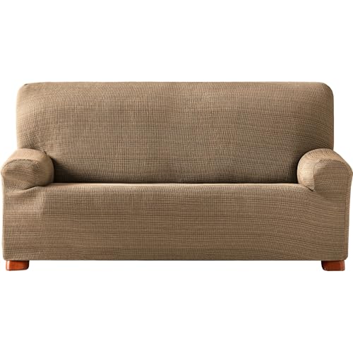 ECOMMERC3 Elastic Jacquard Sofa Cover Size 2 Seater Universal Fit and Breathable ??? Taupe Colour Anti-Wear Protection Non-Slip Design with Elastic Band