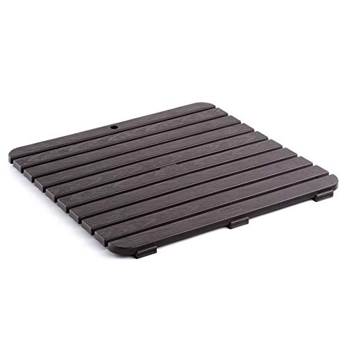 TATAY Square shower floor made of strong plastic, wood effect finish, with anti-UV, anti-slip protection, with rubber plugs at the base.