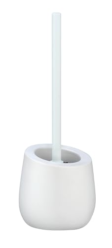 WENKO Badi Toilet Brush and Brush Set Made Ceramic with Matte Surface Including Toilet Brush Diameter 7.5 cm Silicone Brush Head in Black with Non-Stick Effect Diameter 13.5 x 38 cm