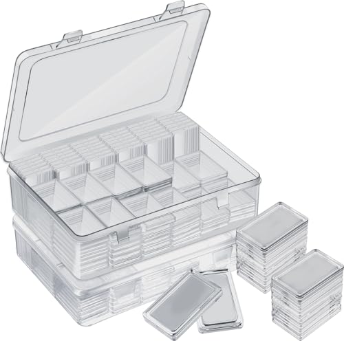 Batiyeer 100 Pcs Clear Acrylic Bullion Holder and Plastic Storage Box for 1 oz Silver Bar