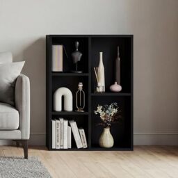 Vida Designs 5 Cube Storage Unit, Black, Wooden Shelving Display Storage Unit Office Living Room Furniture