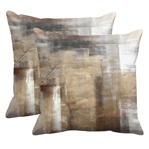 Britimes Decorative Throw Pillow Covers Cushion Case for Couch Sofa 20x20 Inch Taupe Brown Beige Pack of 2