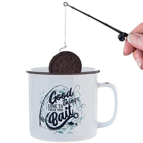 Boxer Gifts 'Good Things Come to Those Who Bait' Mug - Funny Fishing Gifts for Men On Birthday Or Christmas - Comes with a Joke Rod for Dunking Biscuits, White