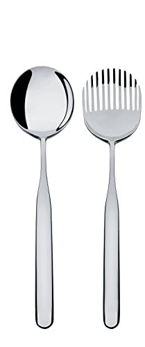 Alessi 18/10 Stainless Steel Mirror Polished Collo-alto Salad Set, Silver