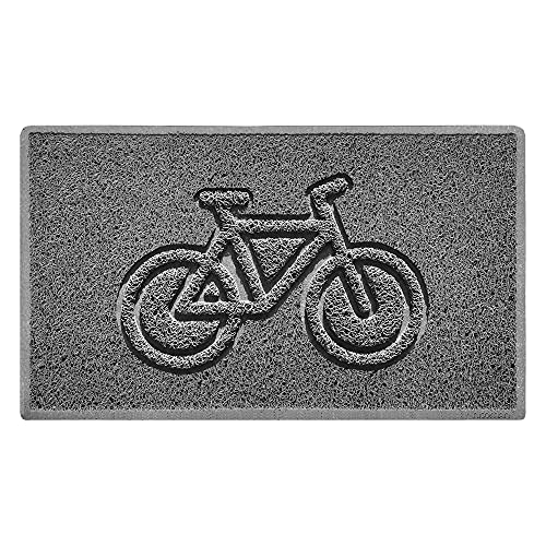 Nicoman Bike Embossed Shape Door Mat Dirt-Trapper Jet-Washable Doormat-(Use Outdoor ONLY)- (75x44cm/29.5x17.3inches, Medium) Grey