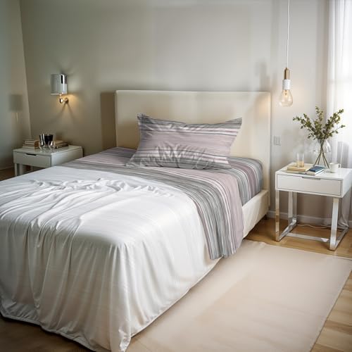 River Cotton Single Bed Sheet Set, Made in Italy – Complete Bed Set, Fitted Sheet, Top Sheet 90 x 200 cm and Pillowcase with Inner Flap (Single, Rio Gold)