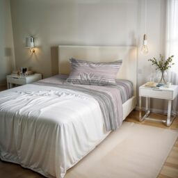 River Cotton Single Bed Sheet Set, Made in Italy – Complete Bed Set, Fitted Sheet, Top Sheet 90 x 200 cm and Pillowcase with Inner Flap (Single, Rio Gold)