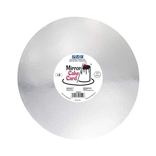 PME Mirror Cake Card Round-Metallic Silver-Pack of 3, 25cm/10 Inch