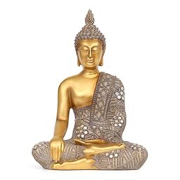 Suoedd Buddha Statue for Home Decor - Gold 10.4” - Buddha Statues for Zen Decor - Spiritual Décor - Indoor Buddha Gift
