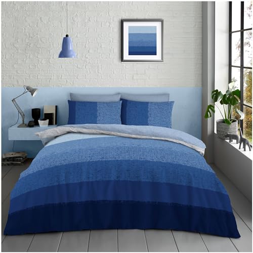 GC GAVENO CAVAILIA Duvet Cover Double with Pillowcases - Breathable Polycotton Comforter Cover with Pillowcases - Reversible Double Bedding Set (200x200 cm) - Washable Bed Set - Navy/Blue