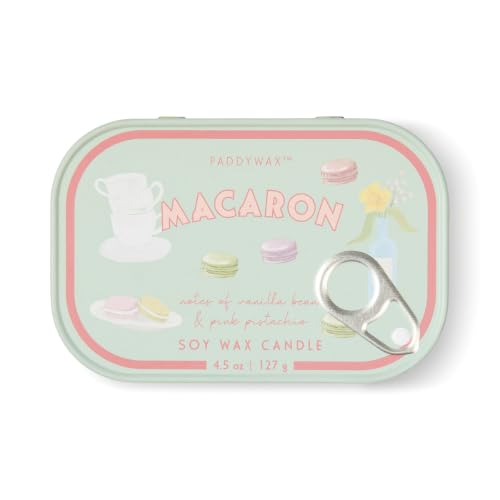 Paddywax Bistro Pink Pistachio Macaron Printed Tin Candle 127 g