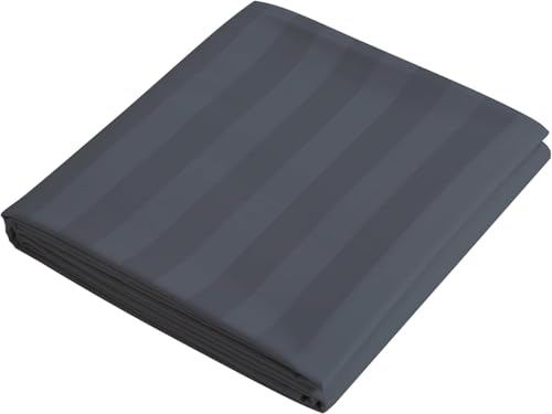 Flat Sheet Only Full Size, 400 TC 100% Egyptian Cotton Flat Sheet Striped Satin-Dark Grey Cotton Top Sheet- Wrinkle, Fade, Stain Resistant (Striped-Full)
