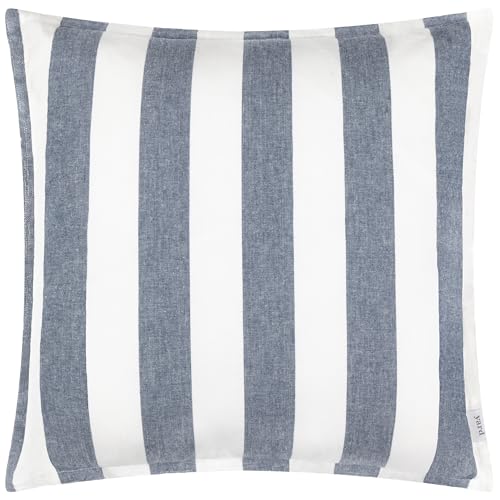 Yard Hayle Cushion Cover – Reversible Water Resistant Striped Soft Cotton Outdoor Decorative Case (Navy – 50x50cm)